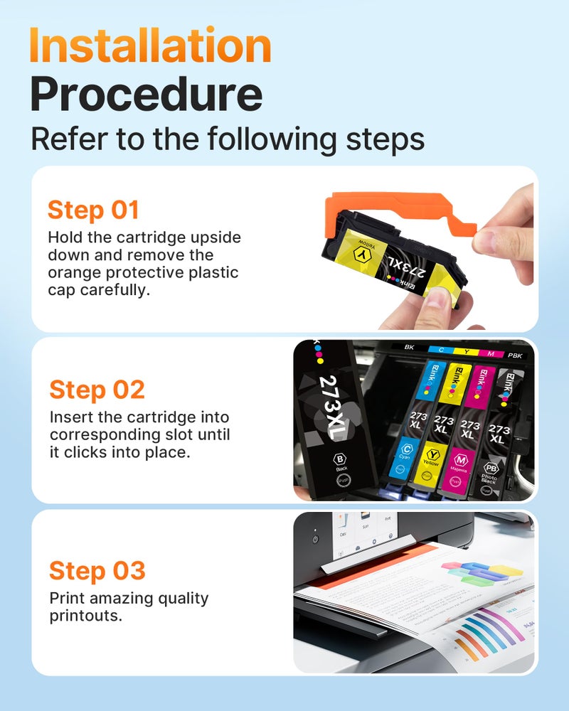 E-Z Ink Remanufactured 273 Ink Cartridge Replacement for Epson 273xl T273XL to use with XP-520 XP-600 XP-610 XP-620 XP-800 XP-810 XP-820 (5 Pack-Black, Cyan, Magenta, Yellow, Photo Black) - Image 4
